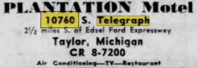 Planatation Motel (Best Value Inn) - Oct 16 1960 Ad